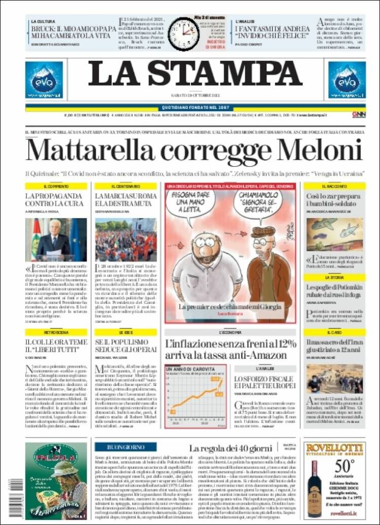Portada de La Stampa (Italia)