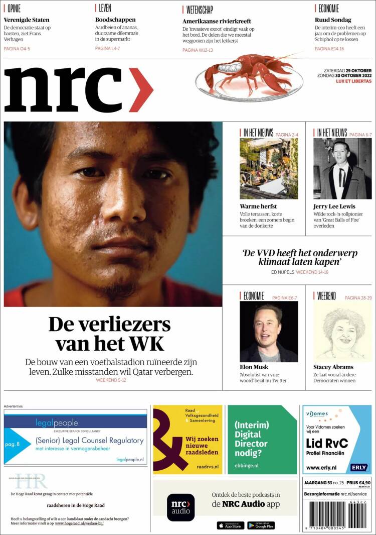 Portada de NRC Handelsblad (Pa&iacute;ses Bajos)