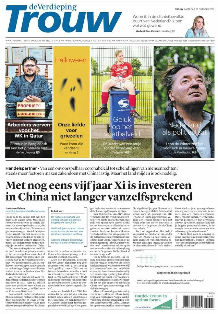 Portada de Trouw (Pa&iacute;ses Bajos)
