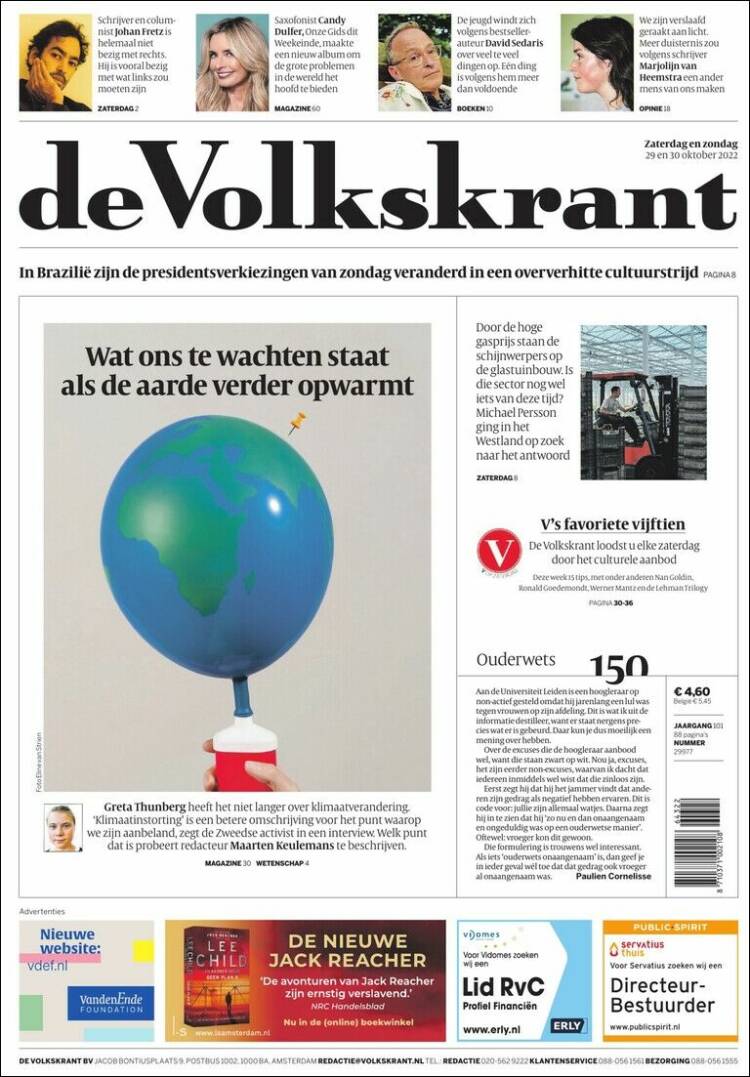 Portada de De Volkskrant (Pa&iacute;ses Bajos)