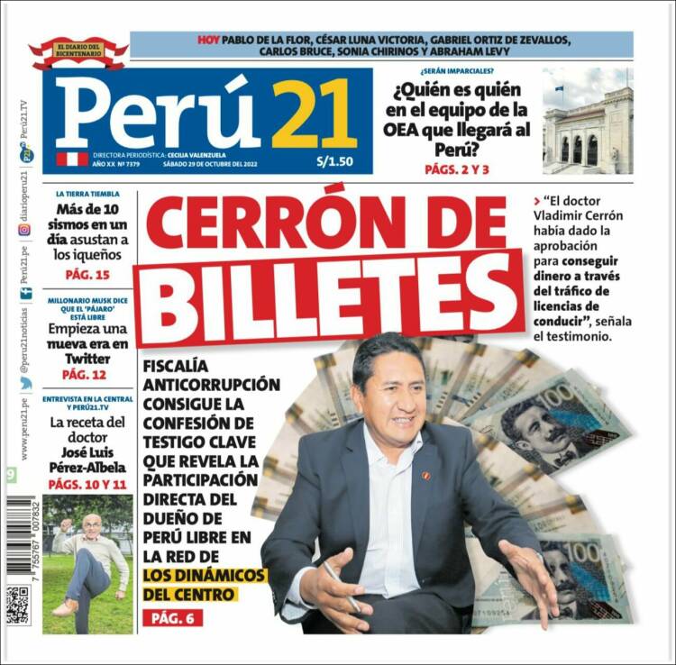 Portada de Perú 21 (Per&uacute;)