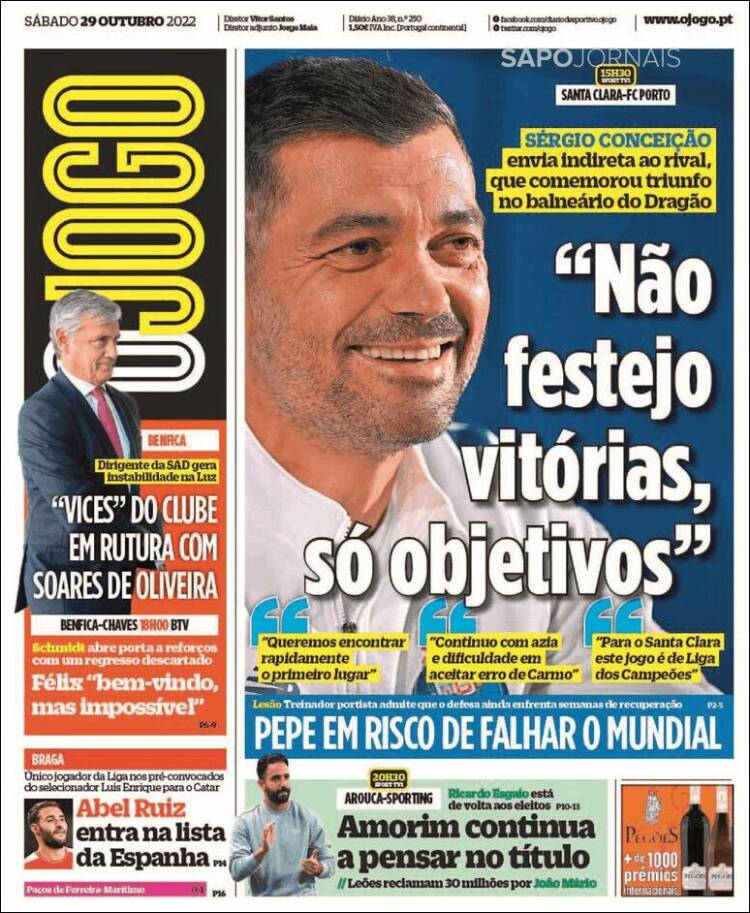 Portada de O Jogo (Portugal)