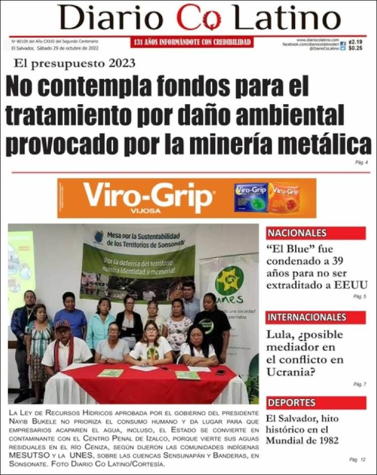 Portada de Diario Co Latino (El Salvador)