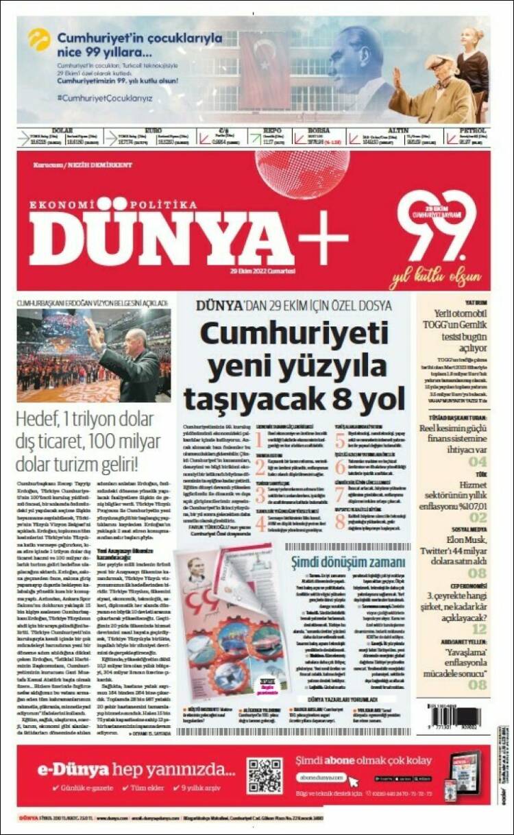 Portada de Dünya (Turquie)