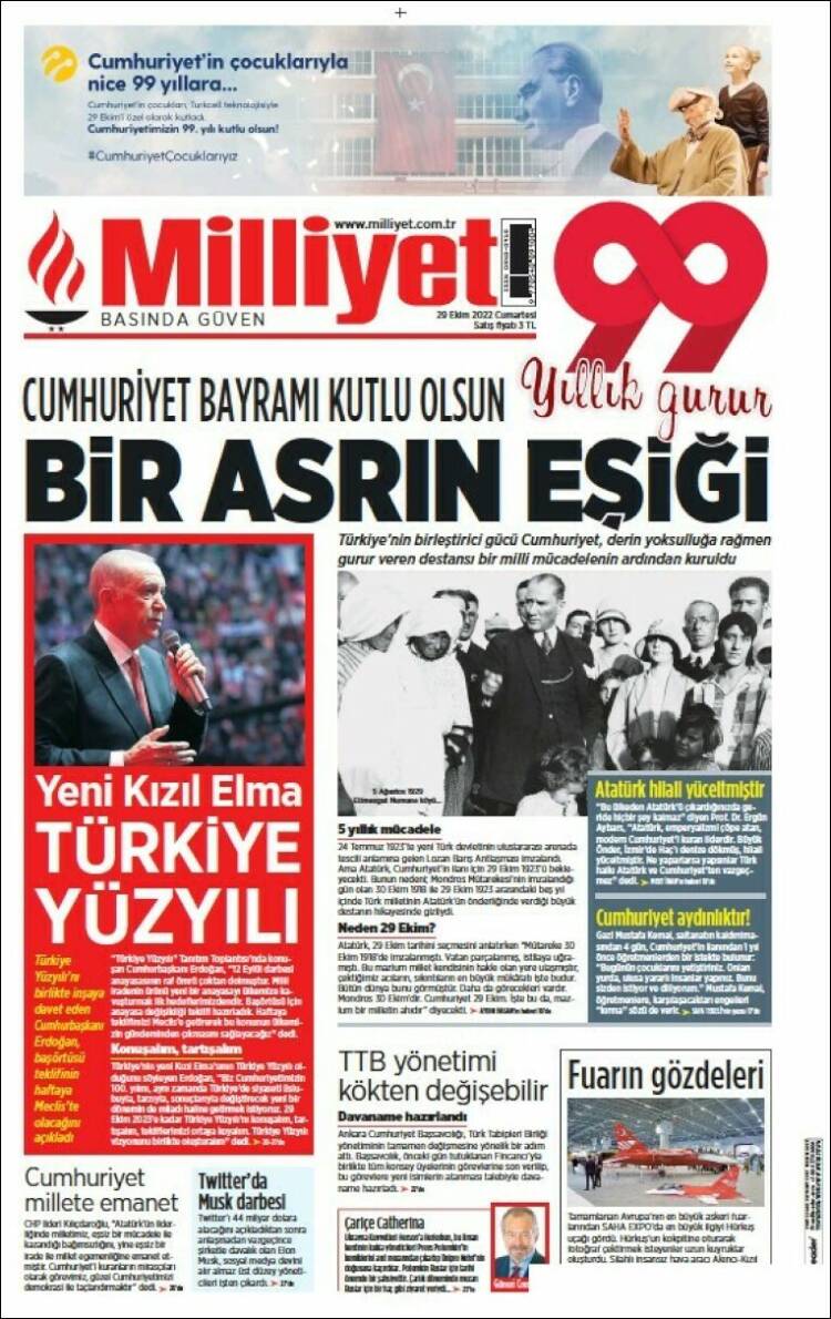 Portada de Milliyet (Turqu&iacute;a)