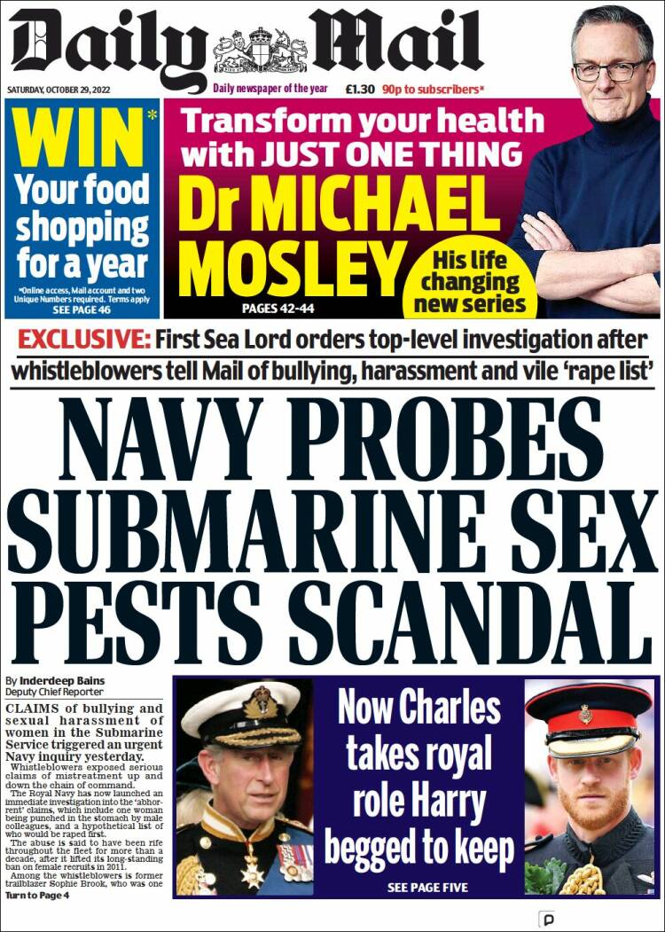 Portada de Daily Mail (Reino Unido)