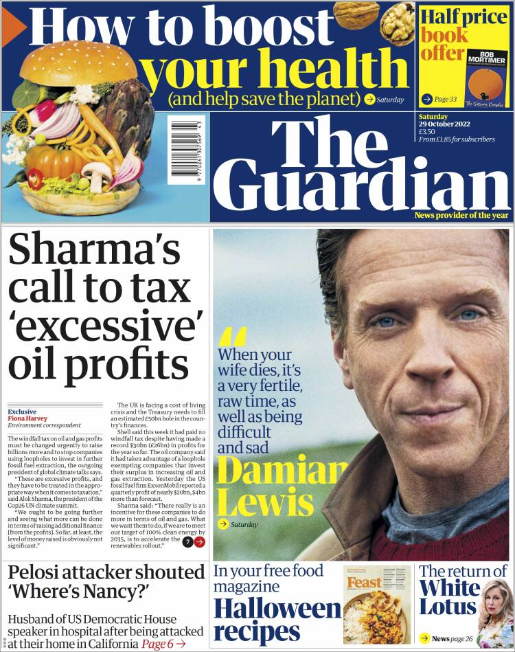 Portada de The Guardian (Reino Unido)