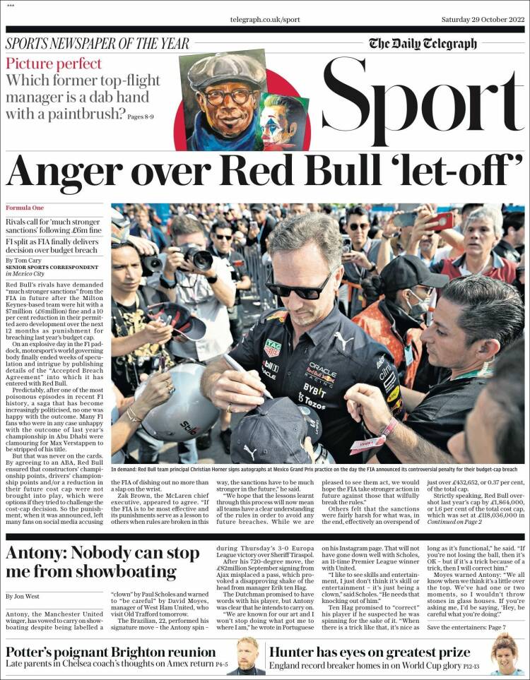 Portada de Telegraph Sport (Royaume-Uni)