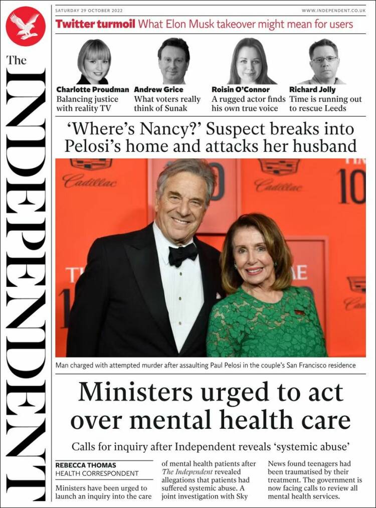 Portada de The Independent (Royaume-Uni)