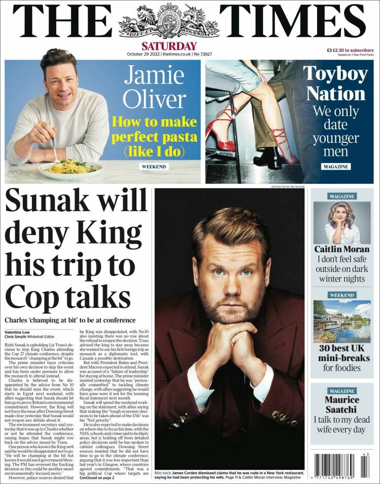Portada de The Times (Reino Unido)