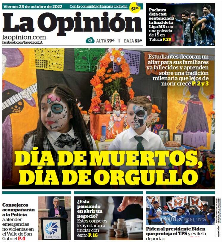 Portada de La Opinión (USA)