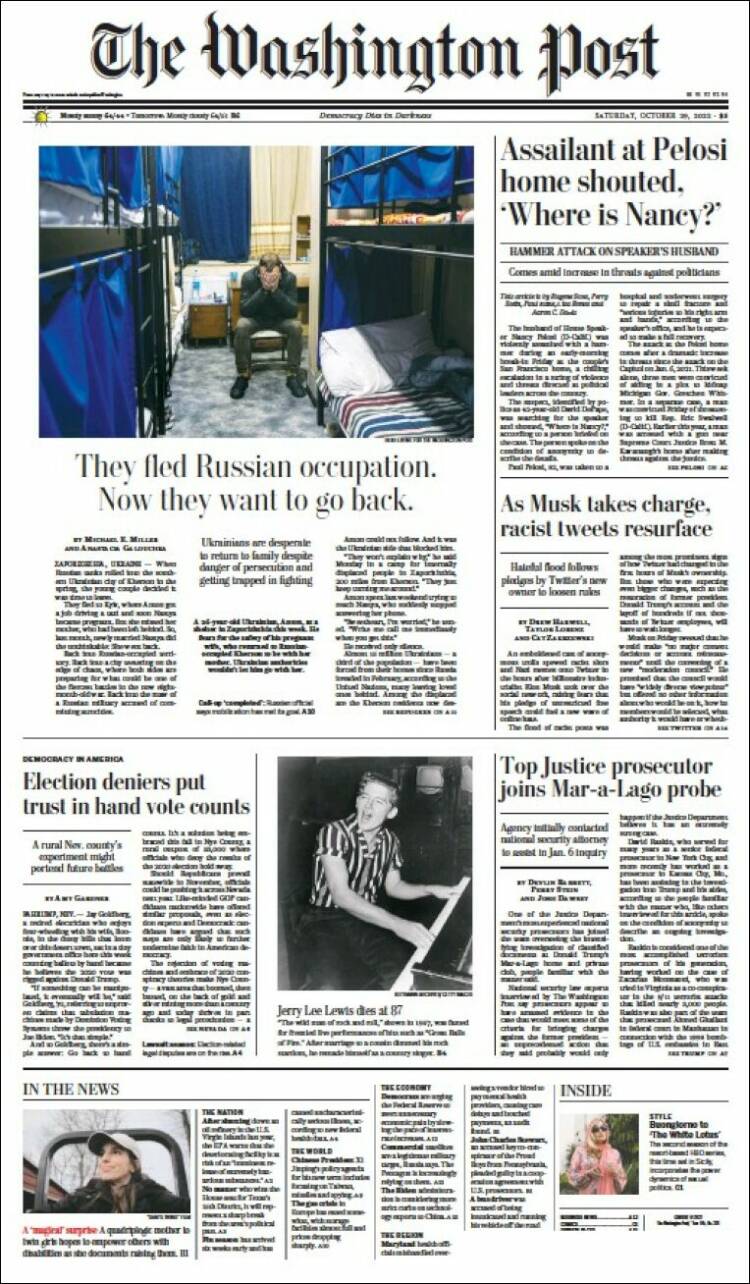 Portada de The Washington Post (USA)