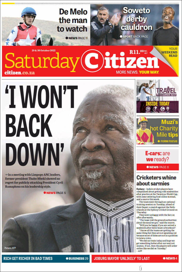 Portada de The Citizen (Sud&aacute;frica)