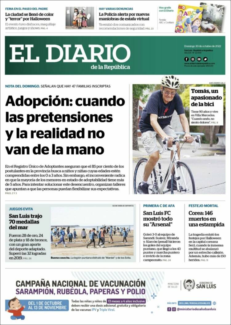 Portada de Diario de la República (Argentina)