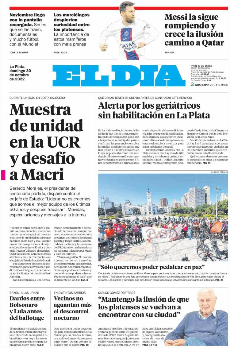 Portada de El Día de la Plata (Argentina)