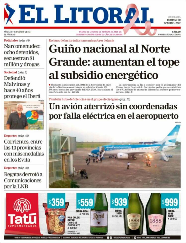 Portada de El Litoral Corrientes (Argentina)