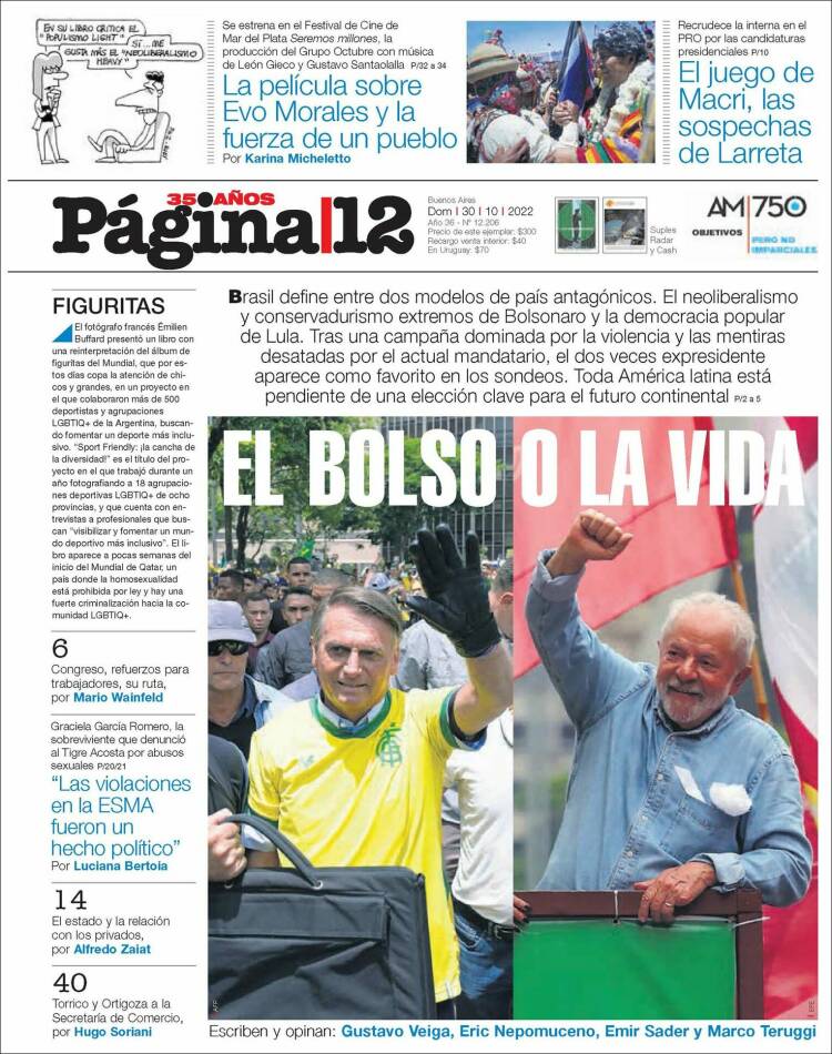 Portada de Página/12 (Argentina)