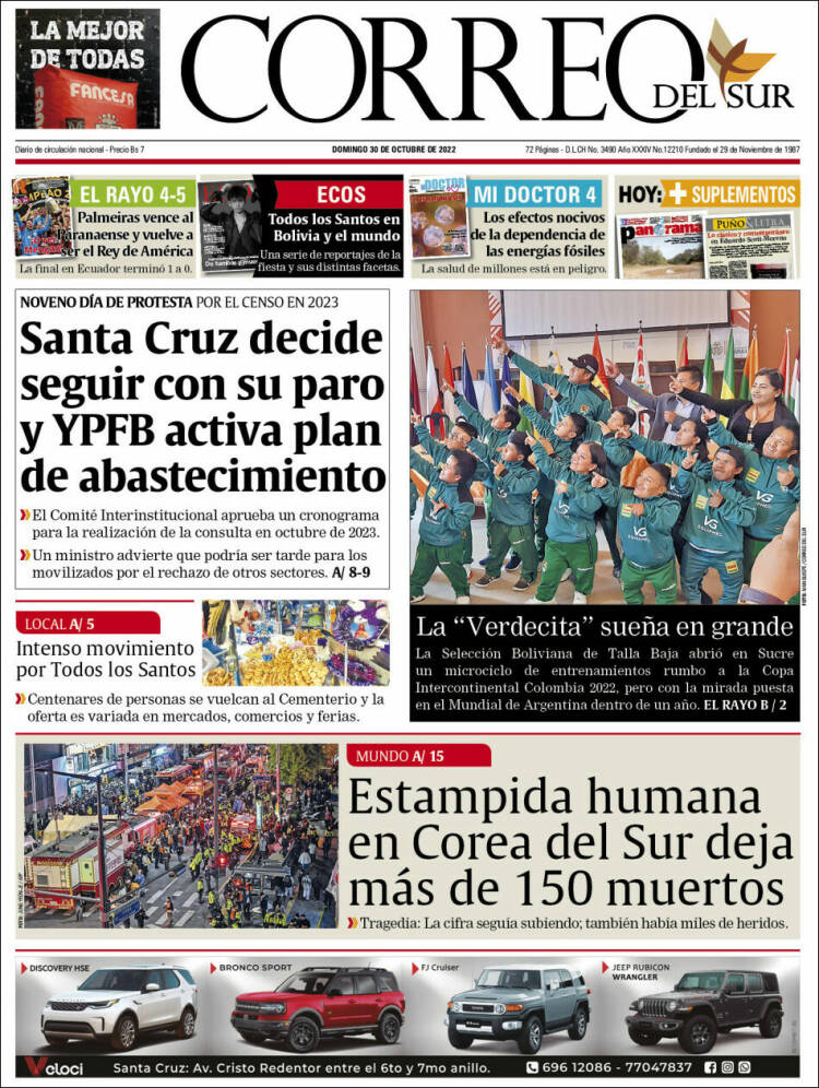 Portada de Correo Sur (Bolivia)