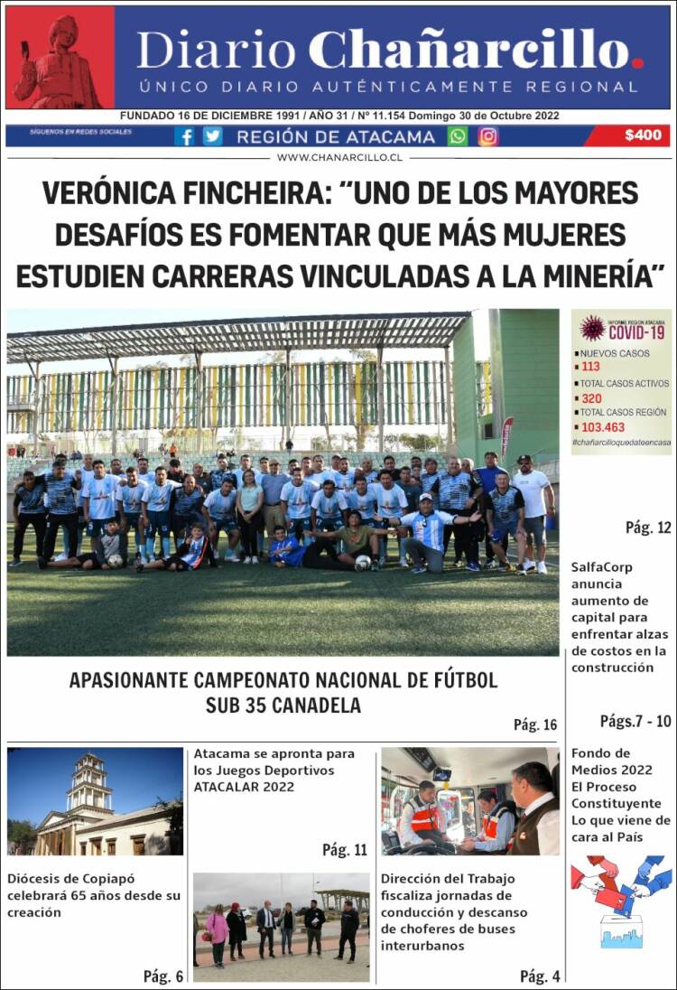 Portada de Diario Chañarcillo (Chile)