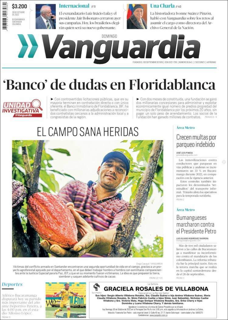 Portada de Vanguardia Liberal (Colombia)