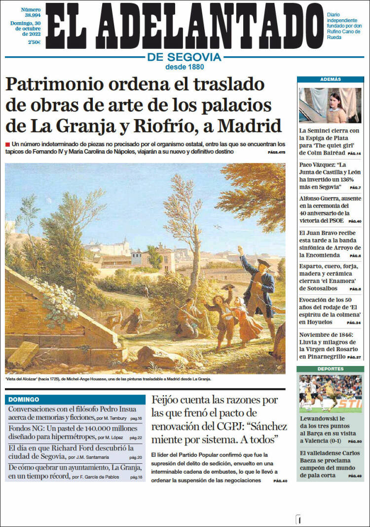 Portada de El Adelantado de Segovia (España)