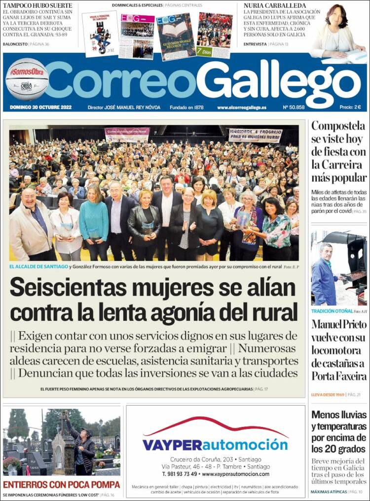 Portada de El Correo Gallego (España)
