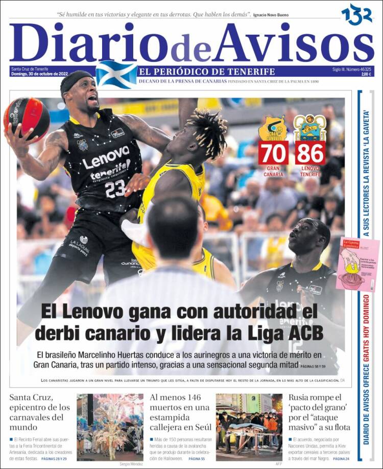 Portada de Diarios de Avisos (España)