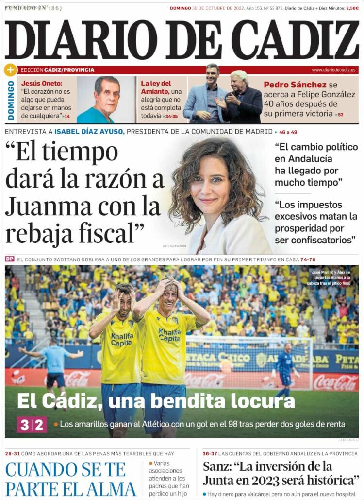 Portada de Diario de Cádiz (España)