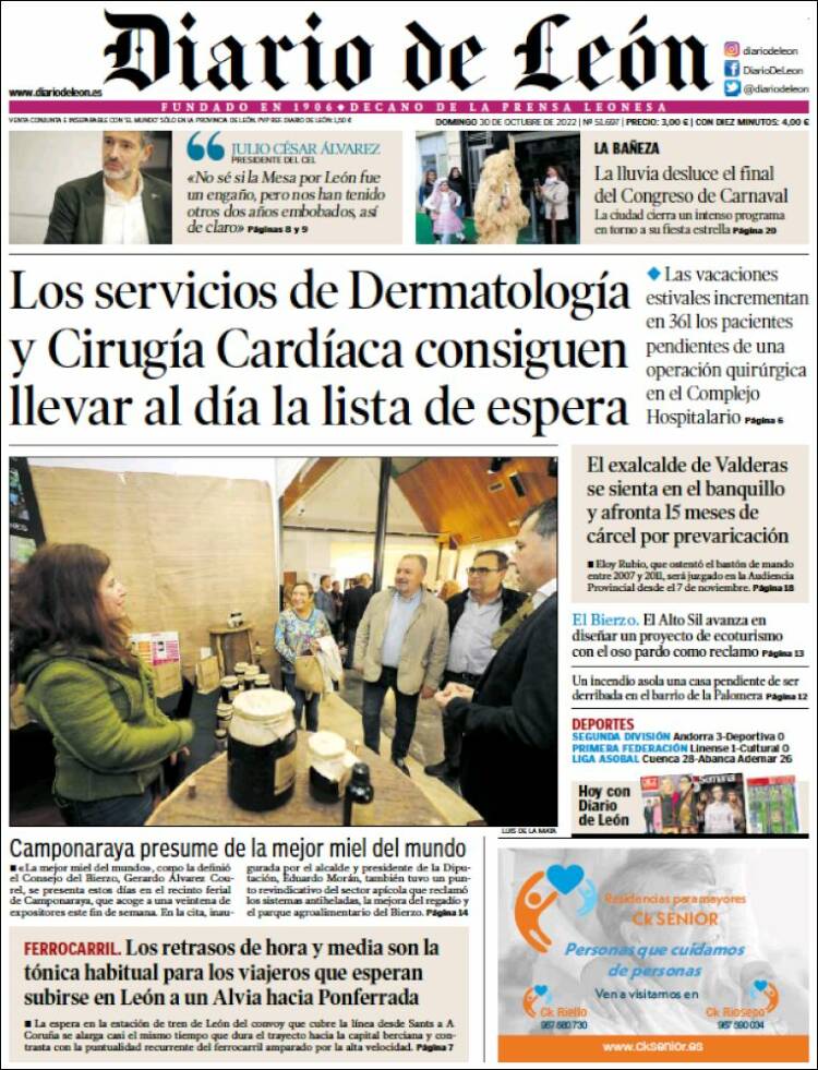 Portada de Diario de León (España)