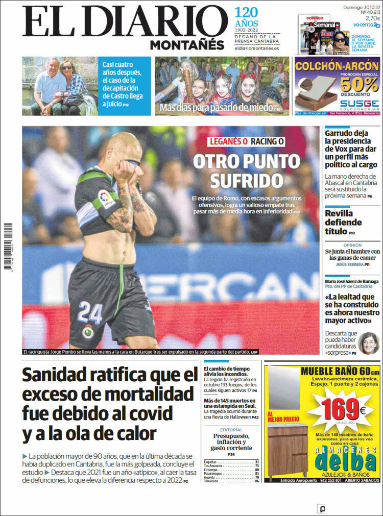 Portada de El Diario Montañés (España)