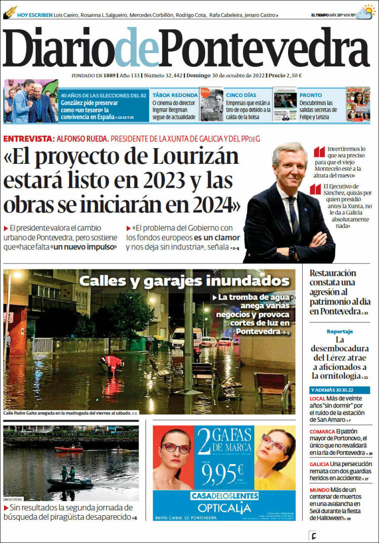 Portada de Diario de Pontevedra (España)