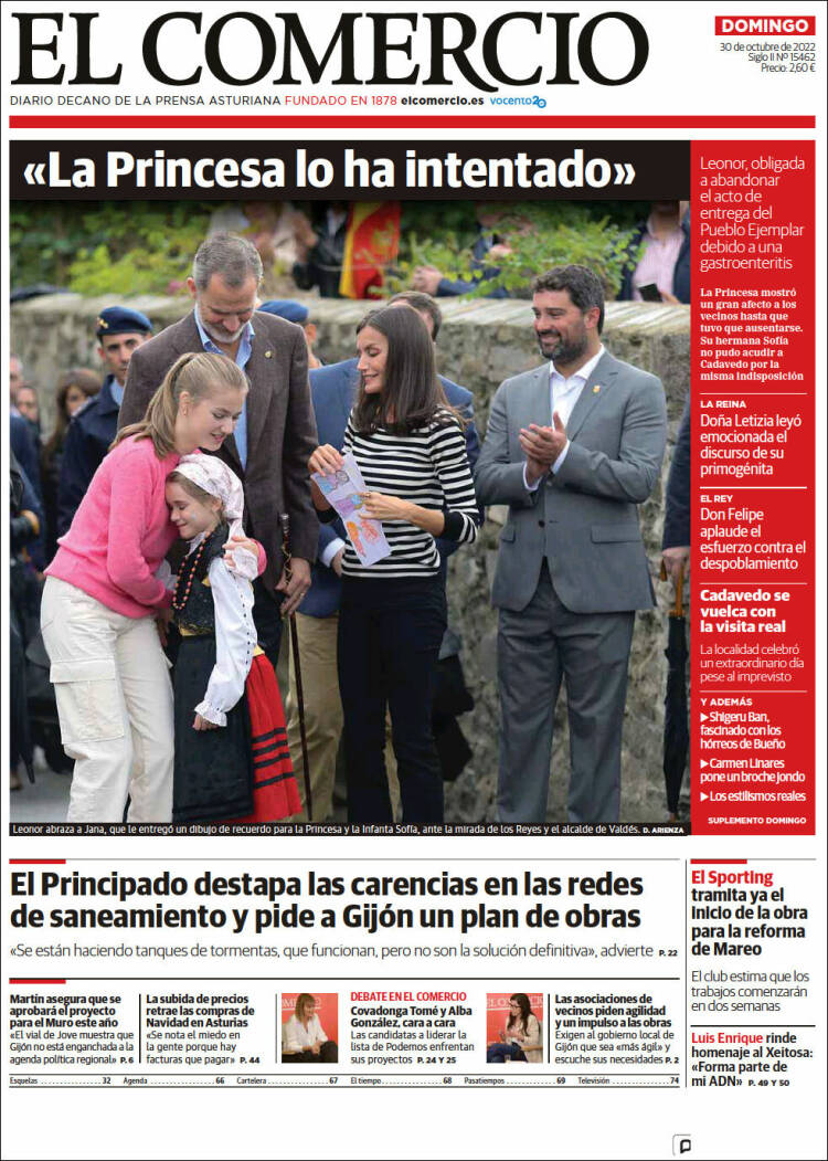 Portada de El Comercio - Gijón (España)