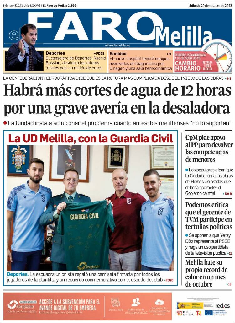 Portada de El Faro de Melilla (España)