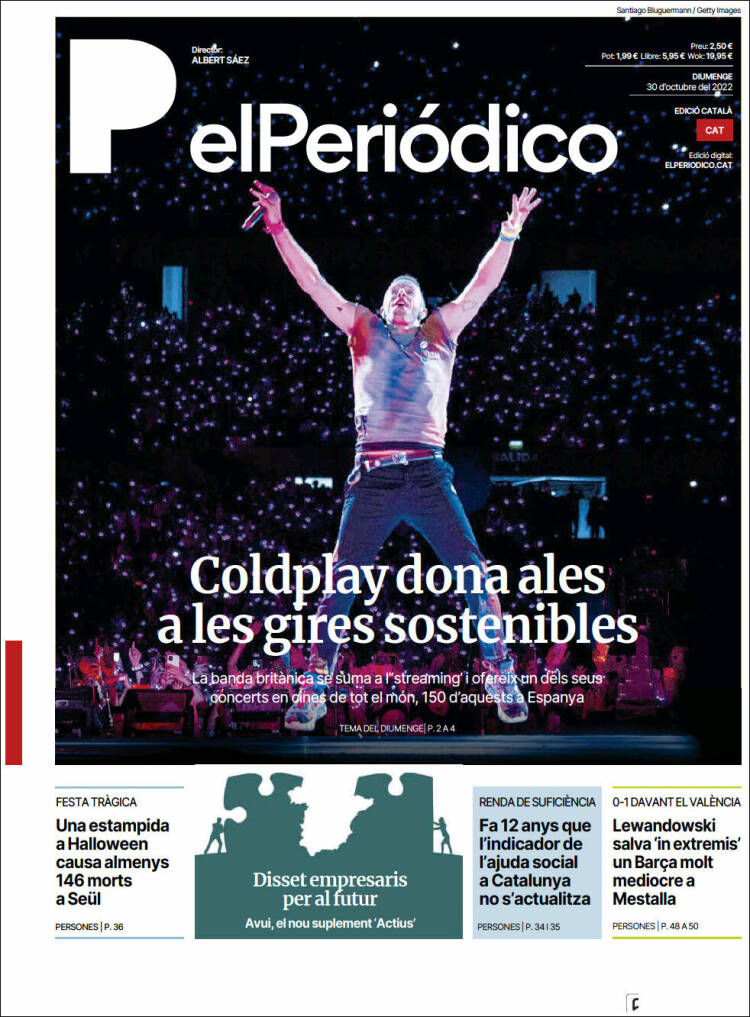 Portada de El Periódico de Catalunya (España)
