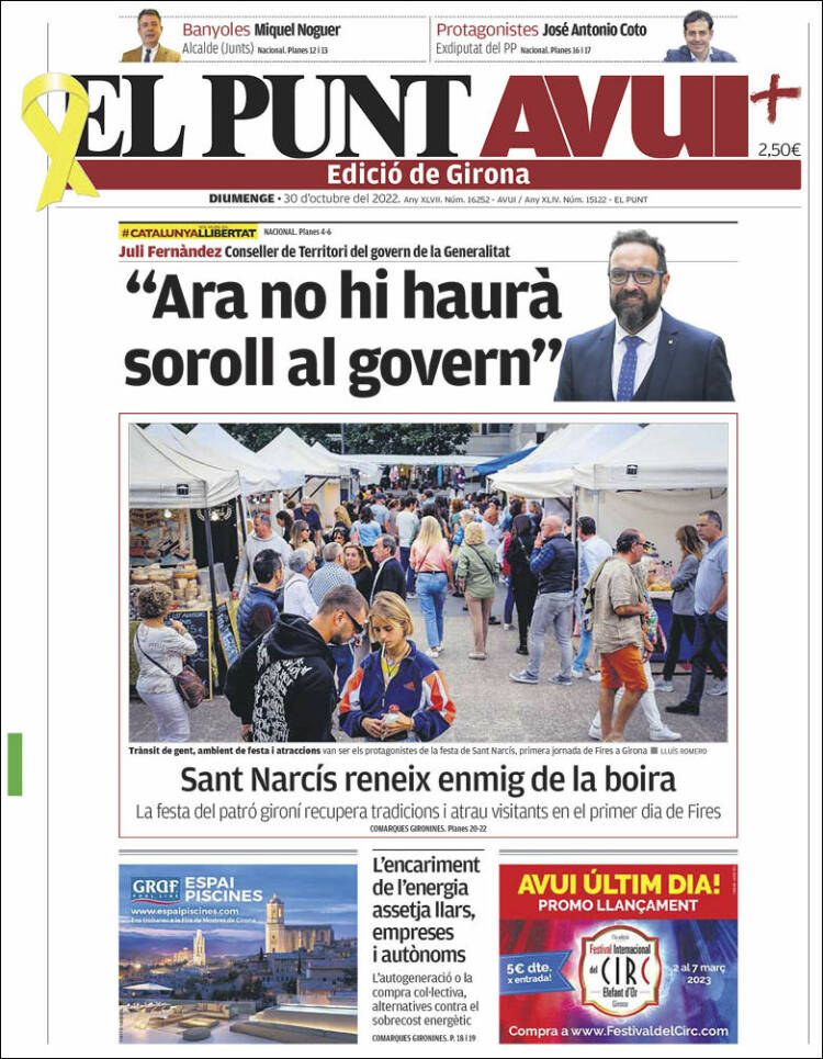 Portada de El Punt Avui - Girona (España)