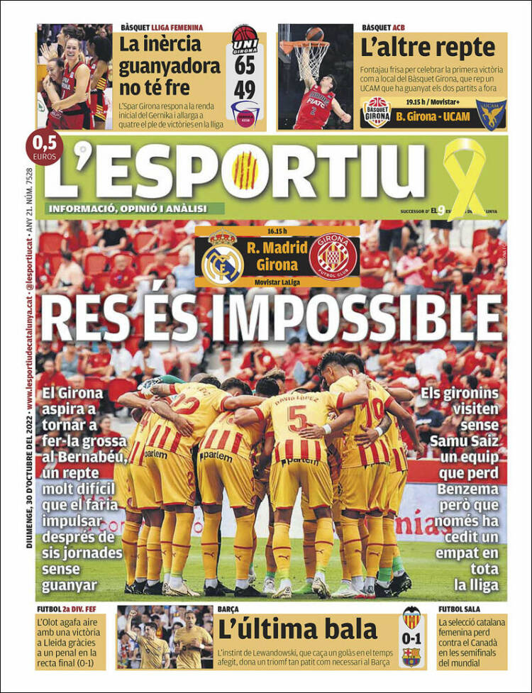 Portada de L'Esportiu : Girona (España)
