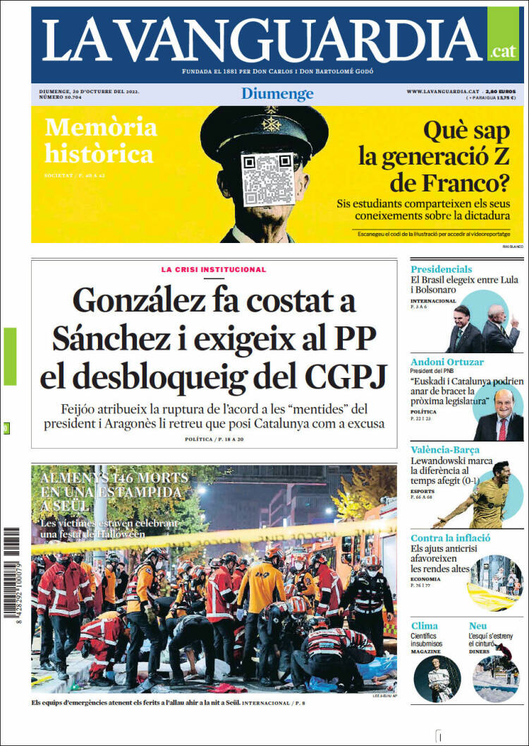 Portada de La Vanguardia (España)