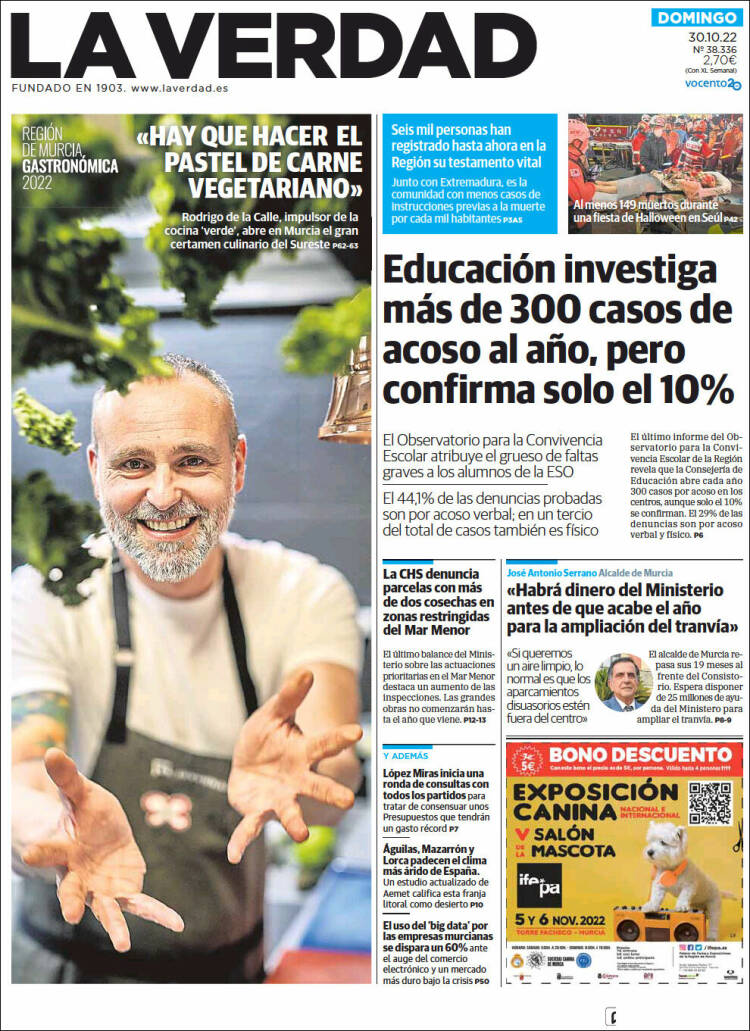 Portada de La Verdad de Murcia (España)