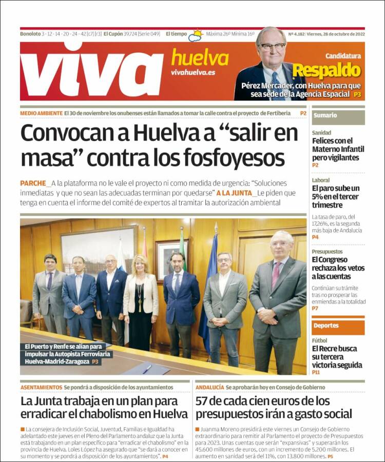 Portada de Viva Huelva (España)