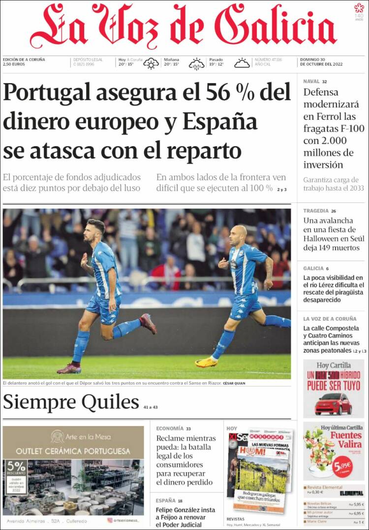 Portada de La Voz de Galicia (España)