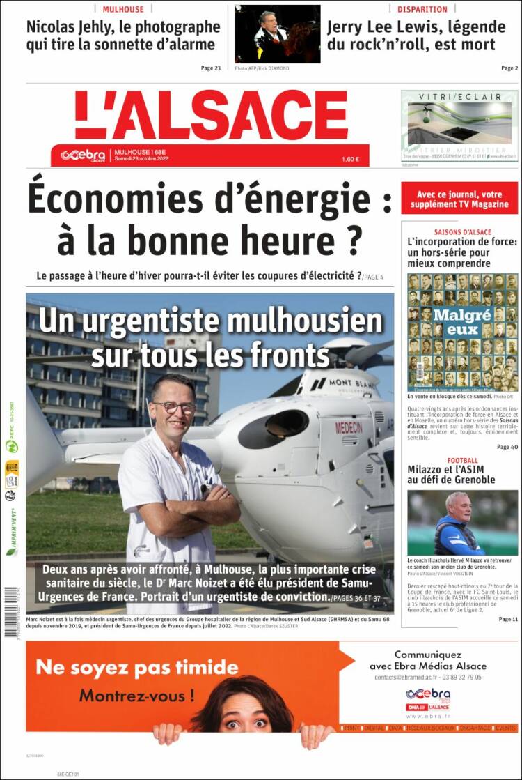 Portada de Journal L'Alsace (Francia)