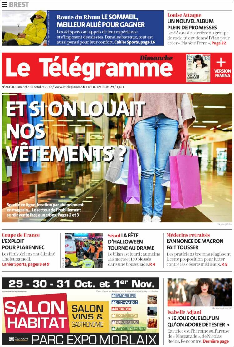Portada de Télégramme (Francia)