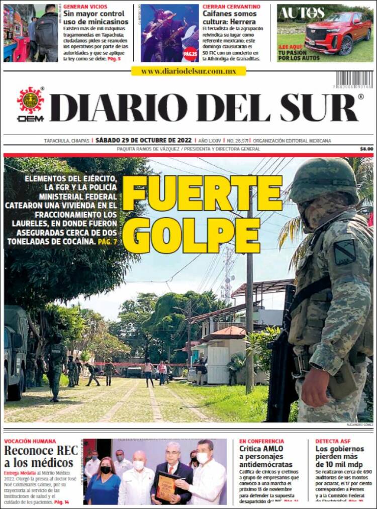 Portada de El Diario del Sur (M&eacute;xico)