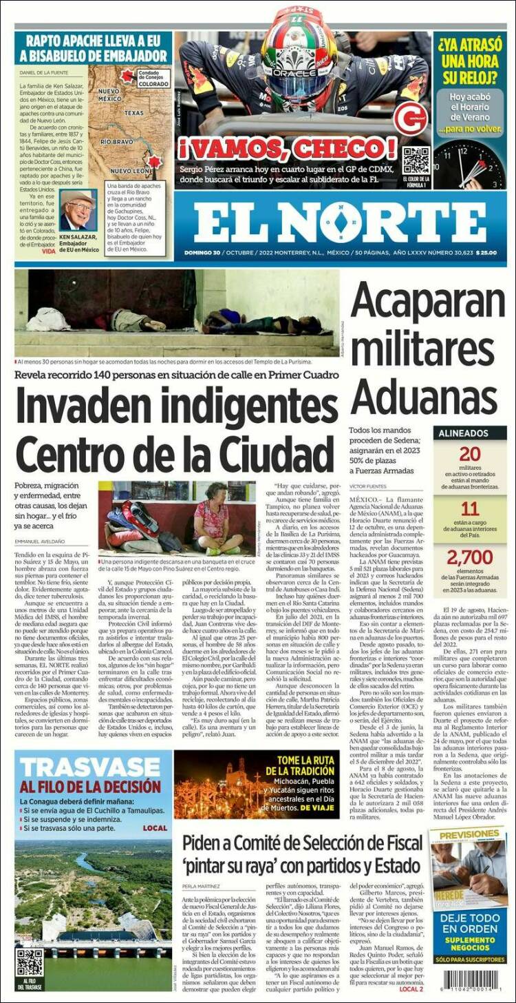 Portada de El Norte (M&eacute;xico)