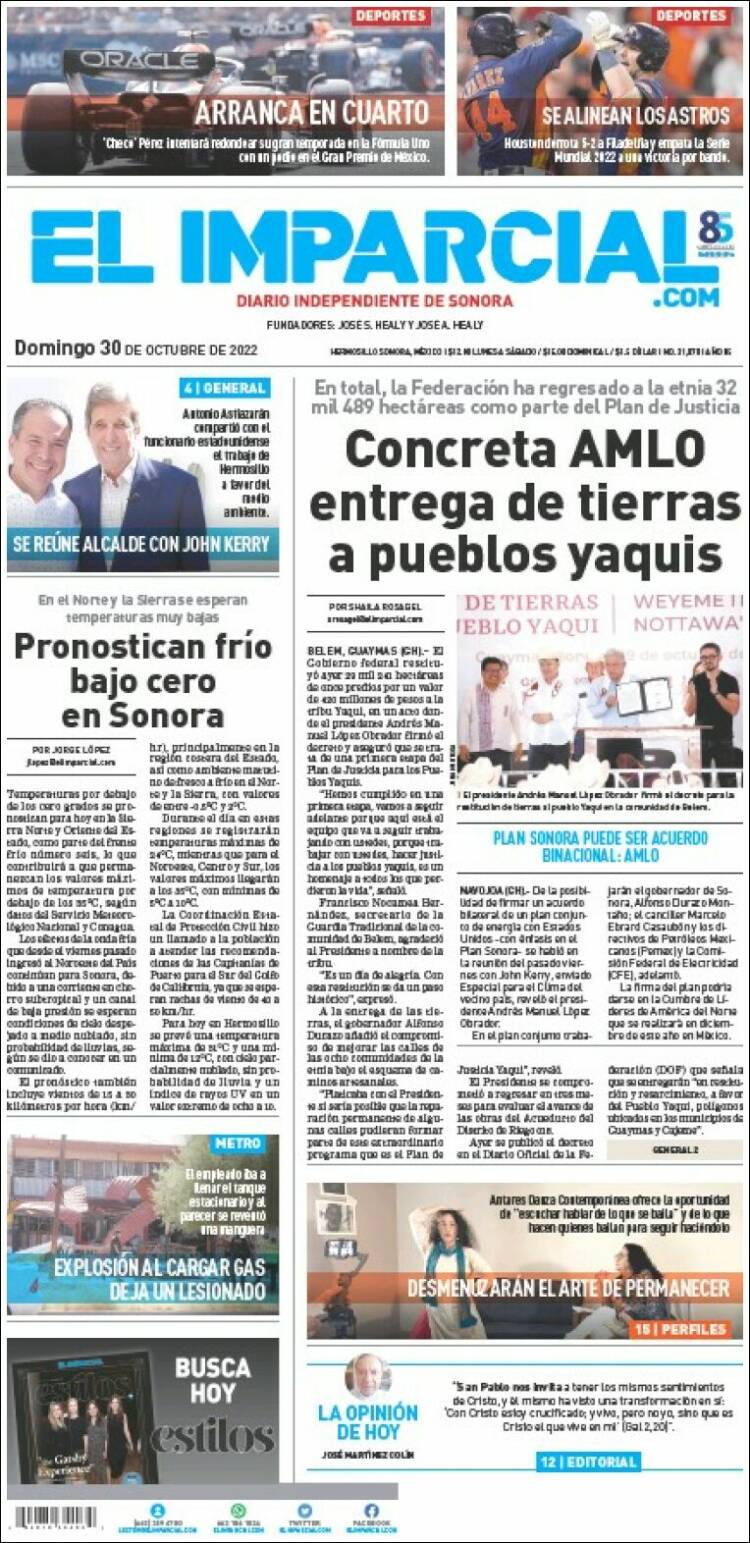 Portada de El Imparcial (M&eacute;xico)