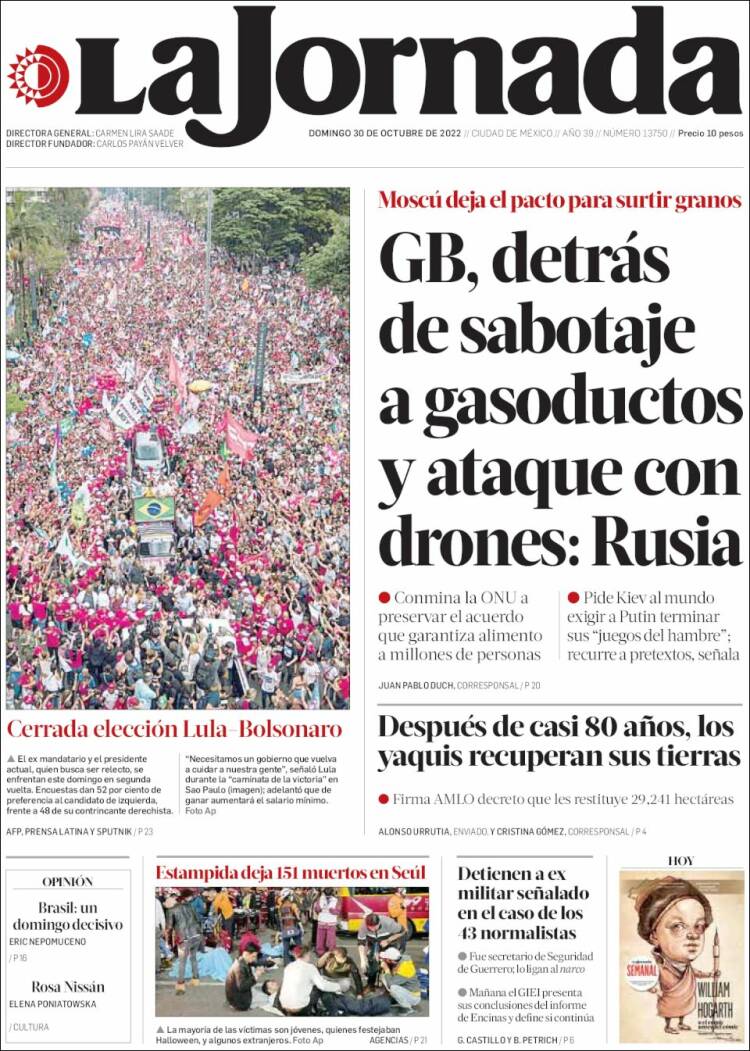 Portada de La Jornada (M&eacute;xico)