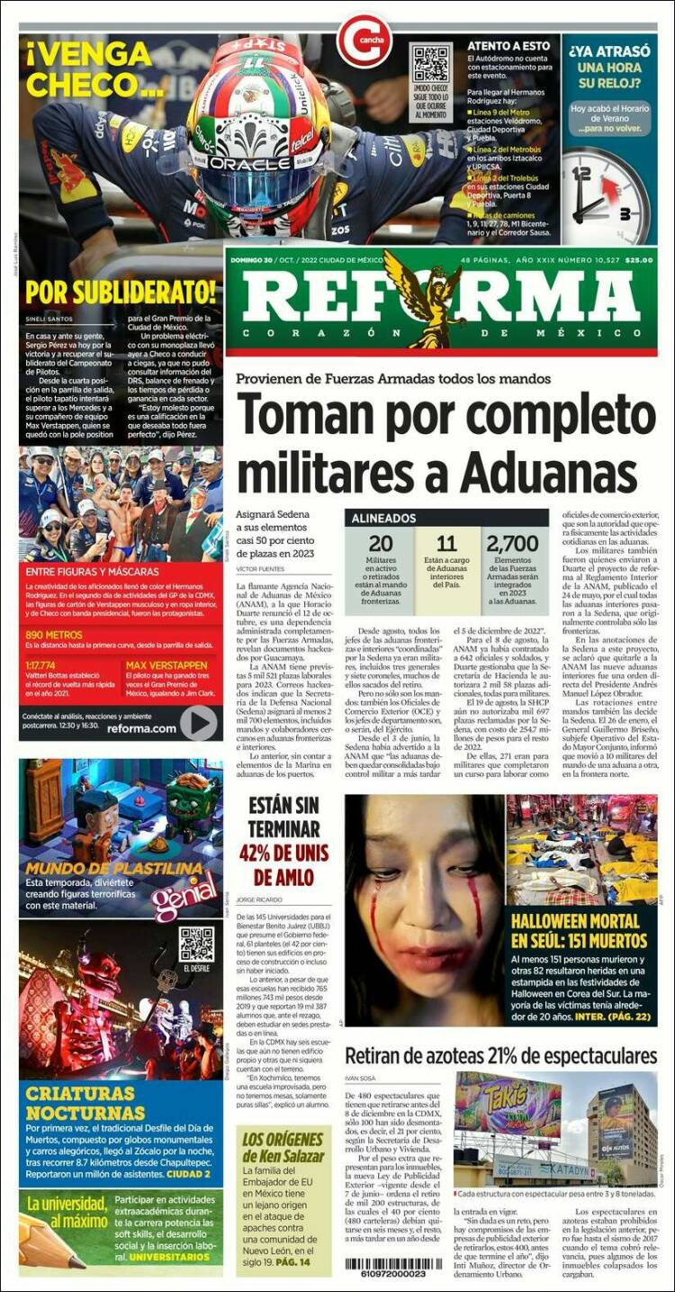 Portada de Reforma (M&eacute;xico)