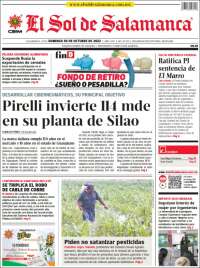 Portada de El Sol de Salamanca (M&eacute;xico)