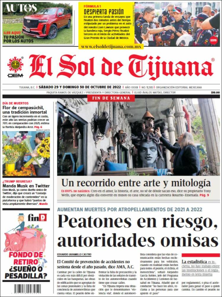 Portada de El Sol de Tijuana (M&eacute;xico)