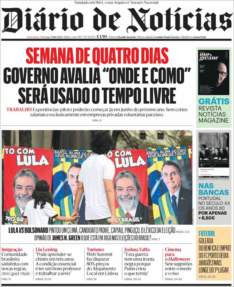 Portada de Diário de Noticias (Portugal)